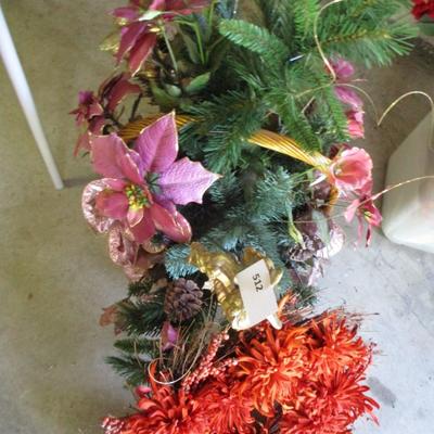 Christmas Basket w Faux Flowers