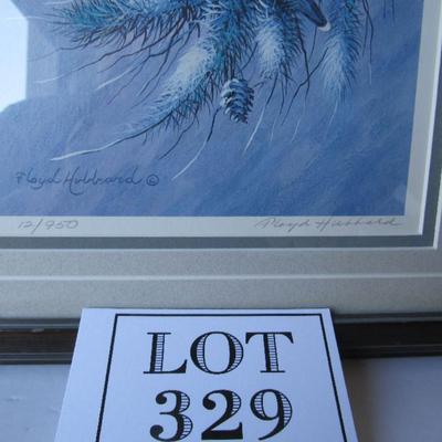 Beautiful Cedar Wax Wings Print, Artist Signed and Numbered Floyd Hubbard, 12/950, 13" x 16"