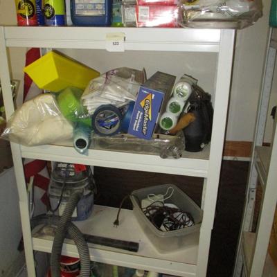 Aluminum Shelf and Various Supplies