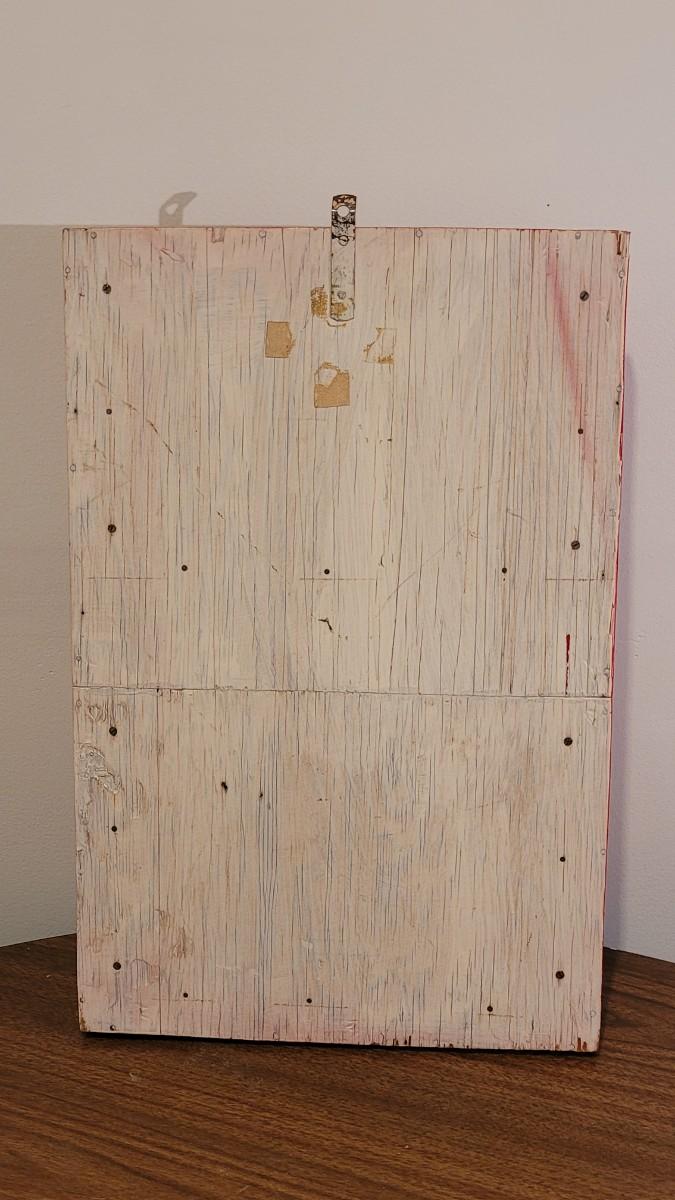 Lot 216 Vintage Red Wood Wall Pocket Shelf