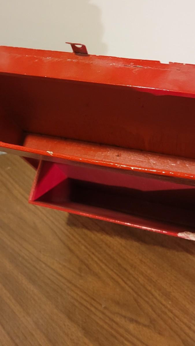 Lot 216 Vintage Red Wood Wall Pocket Shelf