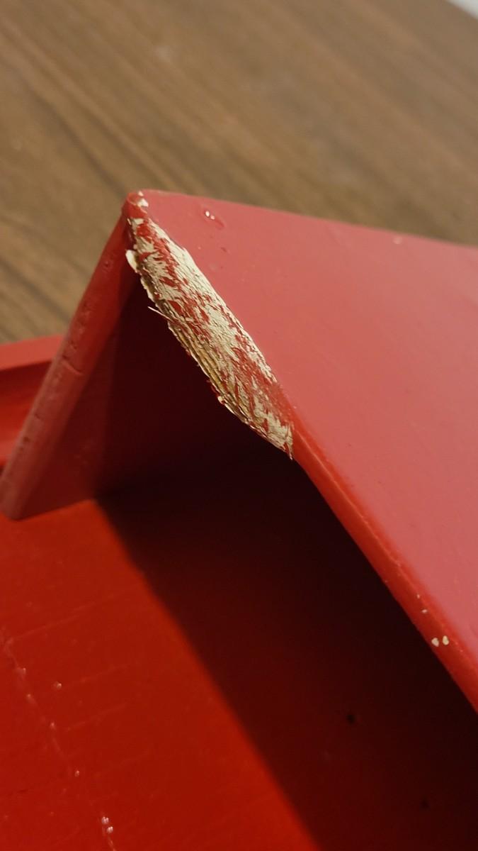 Lot 216 Vintage Red Wood Wall Pocket Shelf