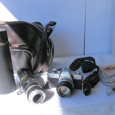 Vintage Minolta Camera with Accessories and Case and Extra Lense
