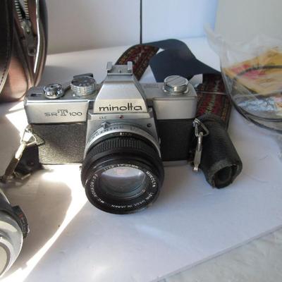 Vintage Minolta Camera with Accessories and Case and Extra Lense
