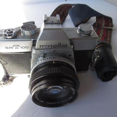 Vintage Minolta Camera with Accessories and Case and Extra Lense