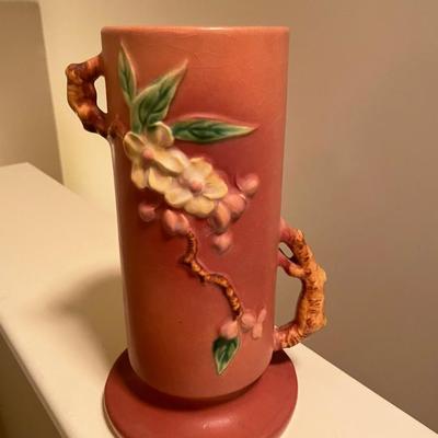 Roseville 387-9 RARE Pink Blossom Vase