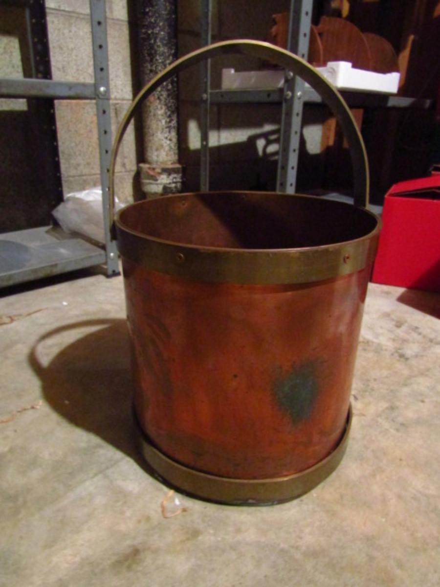 Copper and Brass Bucket with Handle (543)