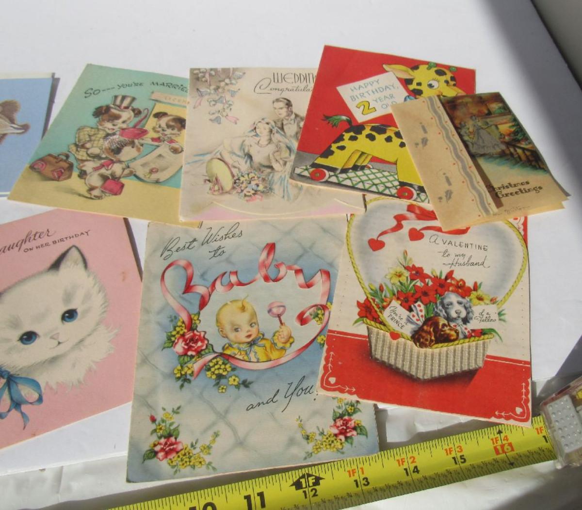 Vintage Used Greeting Cards, A Few Unused Ones