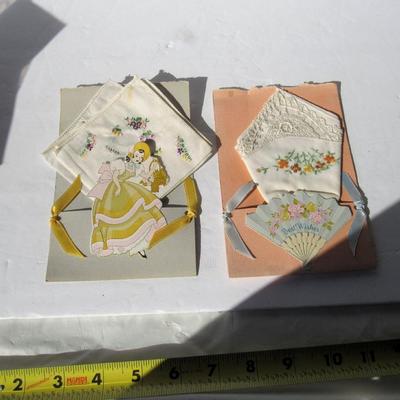 2 Neat Vintage Hankies on Paper Decorated Sleeves
