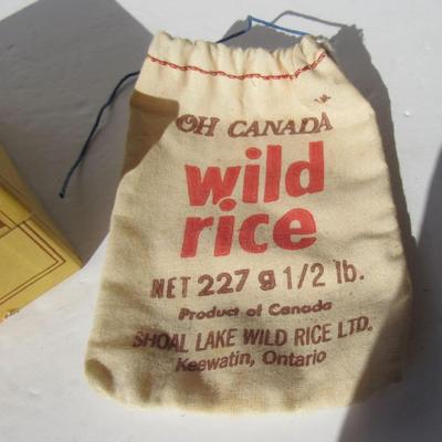 2 Neat Advertising Items: Lazy Bones Box With US Map on Top and Canada Wild Rice Bag