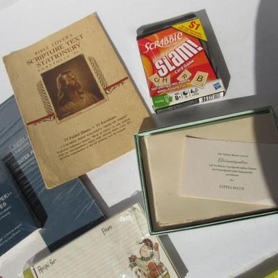 Lot of Stationary, Recipe Cards and Game