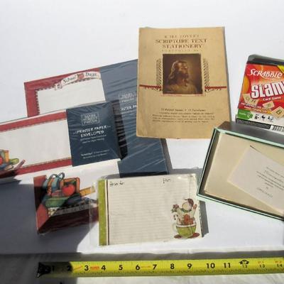 Lot of Stationary, Recipe Cards and Game