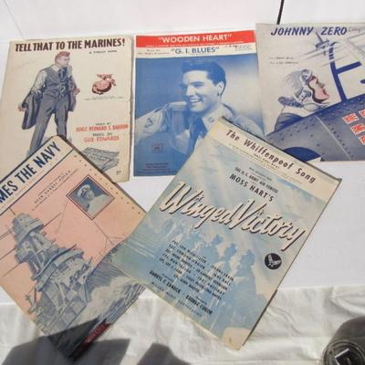 Lot of WWII Era Patriotic Sheet Music, Elvis G.I. Blues, More