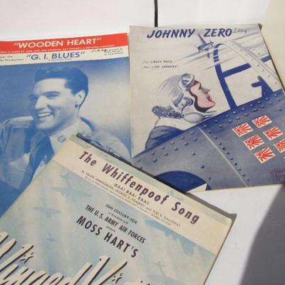 Lot of WWII Era Patriotic Sheet Music, Elvis G.I. Blues, More