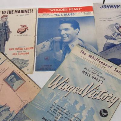 Lot of WWII Era Patriotic Sheet Music, Elvis G.I. Blues, More