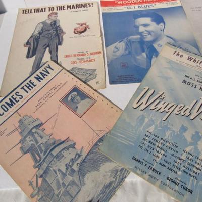 Lot of WWII Era Patriotic Sheet Music, Elvis G.I. Blues, More