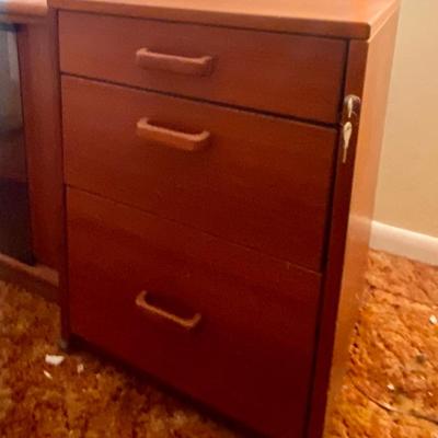 1970s  Mid Century Modern Teak File Drawers w Key