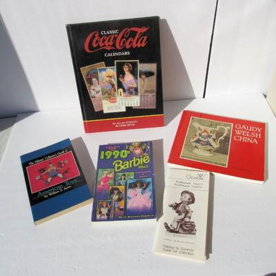 4 Older Collectibles Reference Books and Pamphlet, Coca Cola Calendars, Barbie, More