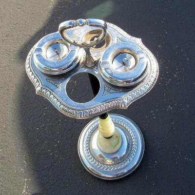 Beautiful Old Art Deco Floor Ash Tray Chrome and Glass