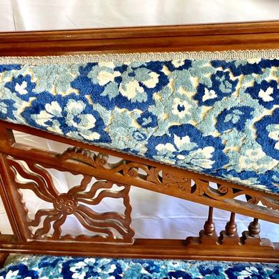 Wonderful Aesthetic Movement Eastlake Settee with fab details, antique plush floral velvet