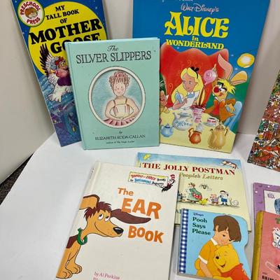 Book Lot - Young Children's Story Books - Alice in Wonderland, Mother Goose, The Ear Book, etc