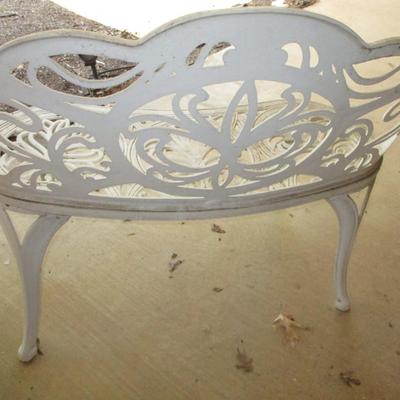 White Wrought Iron Garden Bench