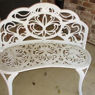 White Wrought Iron Garden Bench