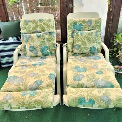 Lot #82  Pair of Heavy Vinyl Patio Adjustable Chaise Lounges