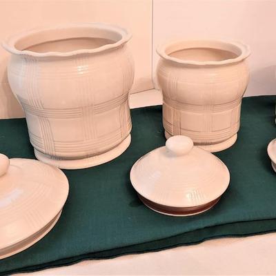 Lot #106  Set of Three Stoneware Canisters