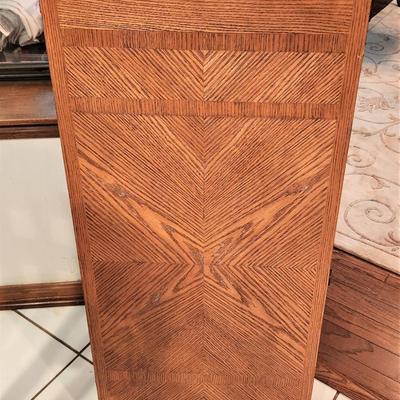 Lot #107  Casual Contemporary Oak Dining Room Set w/tempered glass protective top & leaf