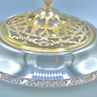 Antique Silver Pierced Lid Goldwash Centerpiece
