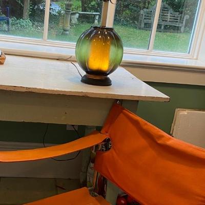 RETRO 60s/70s Tall Lamp w Avocado Glass Ball