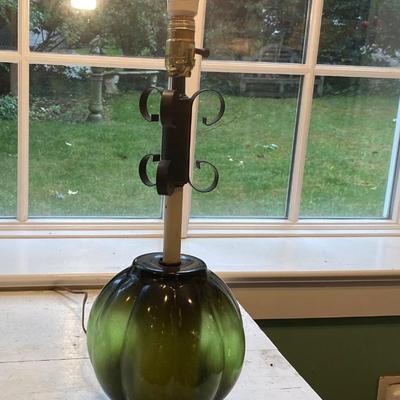 RETRO 60s/70s Tall Lamp w Avocado Glass Ball