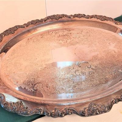 Lot #110  Large, heavy TOWLE Silverplate Footed Tray