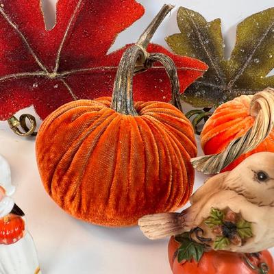 Thanksgiving Holiday Decor Velvet Pumpkins