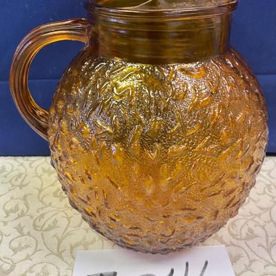 Vintage Brown Glass Ball Pitcher