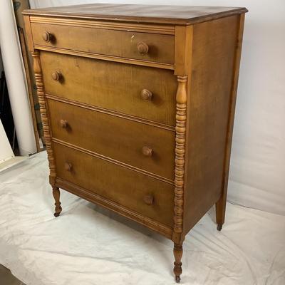 Lot 6068. American Empire Tiger Maple Chest of Drawers