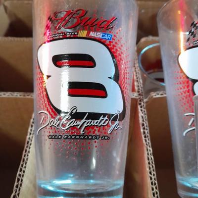 LOT 84 SIX GLASS BUD NASCAR DALE EARNHARDT JR. BEER GLASSES BUDWEISER