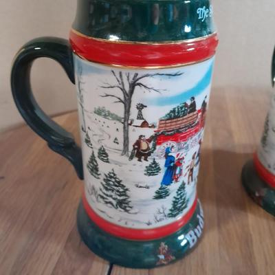 LOT 97 BUDWEISER COLLECTIBLE STEINS WITH COASTERS