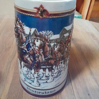 LOT 99 BUDWEISER COLLECTIBLE STEINS WITH COASTERS