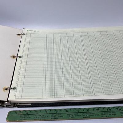 Vintage BInder with accounting graph ledger paper