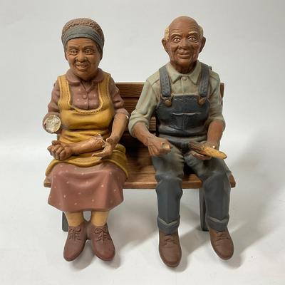 Vintage Couple sitting on bench by Hershey 3 separate pieces