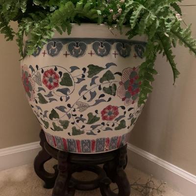 Large Asian Plant Pot on stand