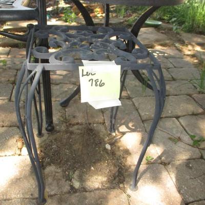 Wrought Iron Garden Bench, Side Table, and Plant Stand
