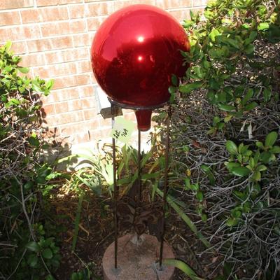 Red Gazing Globe and Stand