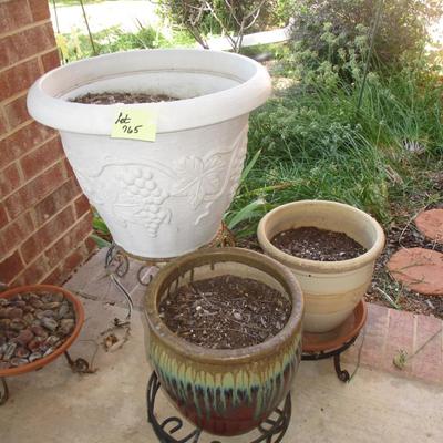 3 Flower Pots and stands
