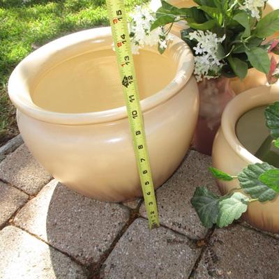 3 Matching Tan Ceramic Planters