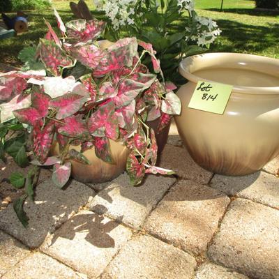 3 Matching Tan Ceramic Planters