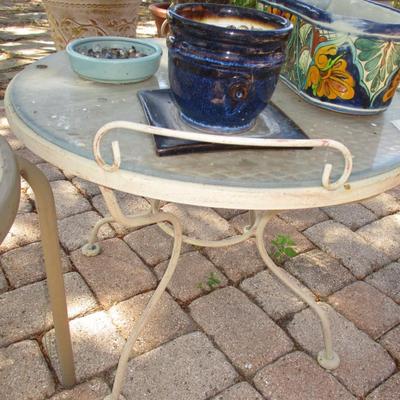 2 Outdoor Glasstop Side Tables