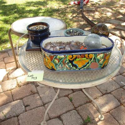 2 Outdoor Glasstop Side Tables